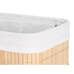 CONJ 3 CESTOS RECTANG BAMBU E TECIDO NATURAL