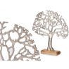 SILVER METAL TREE OF LIFE WITH WOODEN BASE
