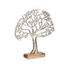 SILVER METAL TREE OF LIFE WITH WOODEN BASE