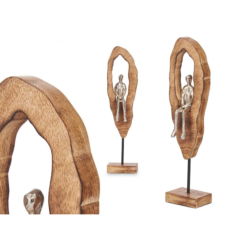 FIGURA DECORATIVA SEDUTA ARGENTO SUPPOR ALTO LEGNO
