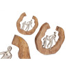 FIGURA DECORATIVA FAMIGLIA ARGENTO SUPPORTO LEGNO
