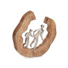 FIGURA DECORATIVA FAMIGLIA ARGENTO SUPPORTO LEGNO