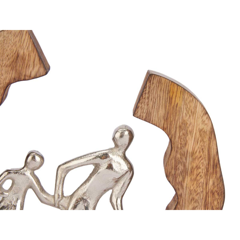 FIGURINE DÉCORATIVE ARGENT FAMILLE SUPPORT EN BOIS
