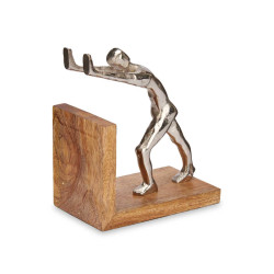 FIGURA DECORATIVA PRATEADA SUPORTE MADEIRA