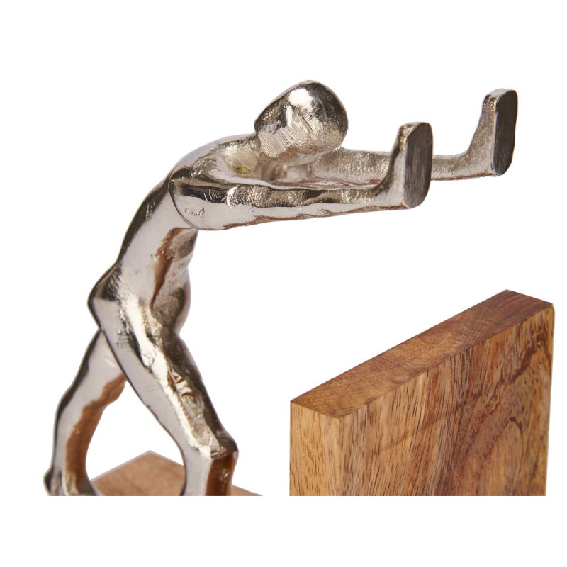 FIGURINE DÉCO ARGENT SERRE-LIVRES SUPPORT BOIS