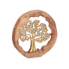 ARBRE DE VIE EN MÉTAL DORÉ AVEC SUPPORT EN BOIS