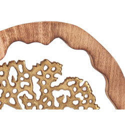 ALBERO DELLA VITA METALLO ORO BASE LEGNO