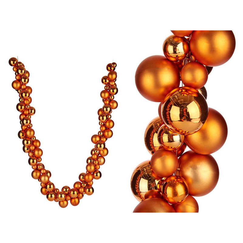 GARLAND SET 130 BALLS PVC 5CM BRIGHT MATT ORANGE