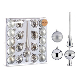 SET 19 ADDOBBO PER ALBERO PVC ARGENTO