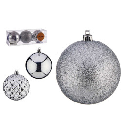 SET 3 BOLAS PVC 8CM PLATA