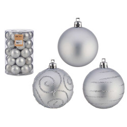SET 30 BOLAS PVC 6CM PLATA