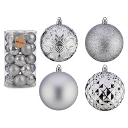 SET 25 PALLA PVC 8CM ARGENTO 
