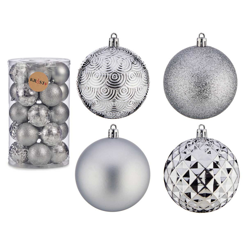 SET 25 PALLA PVC 8CM ARGENTO 
