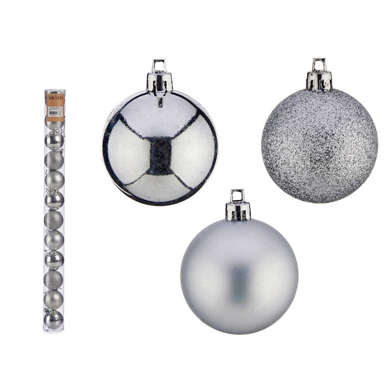 SET 12 BOLAS PVC 5CM PLATA