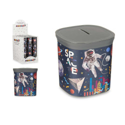 SQUARE PLASTIC PIGGYBANK ASSORT 2 ASTRONAUT