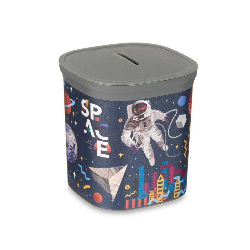SQUARE PLASTIC PIGGYBANK ASSORT 2 ASTRONAUT