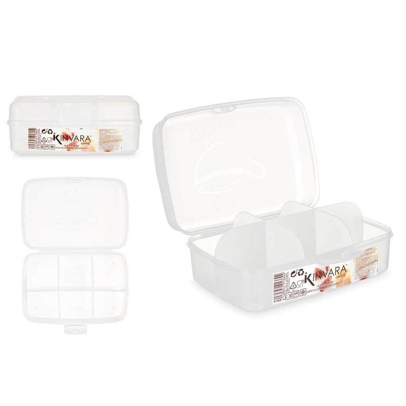 SCATOLA DI PLASTICA PER TÈ 6 FORI TRASPARENTE