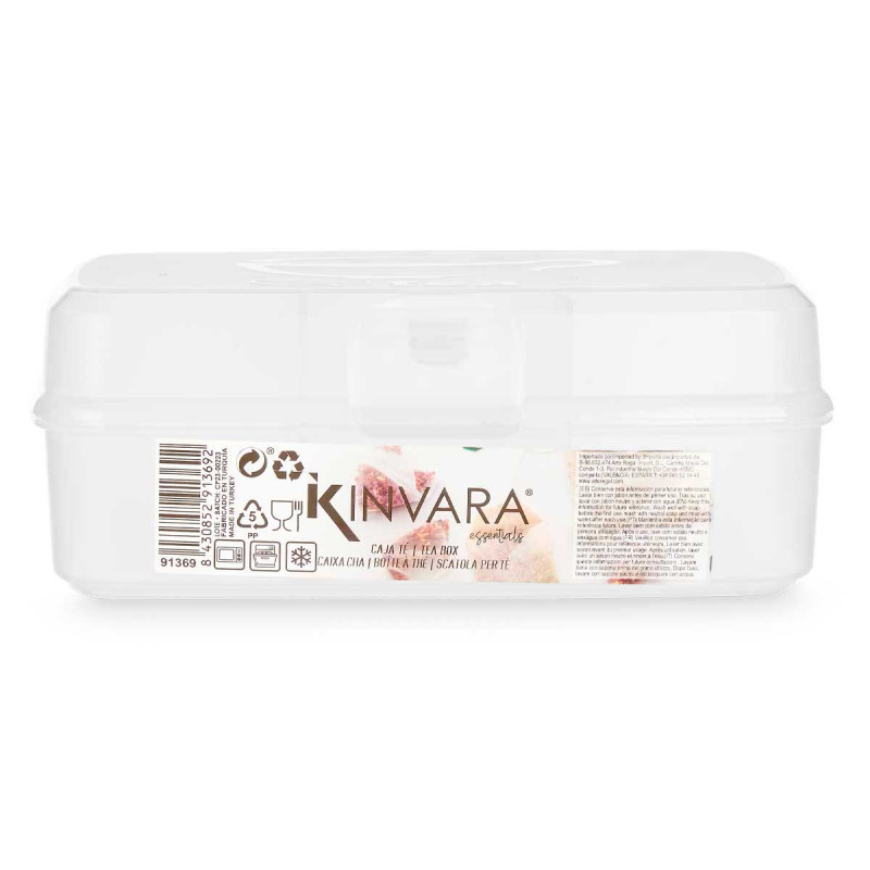 BOÎTE Â THÉ PLASTIQUE 6 COMPARTIMENTS TRANSPARENT