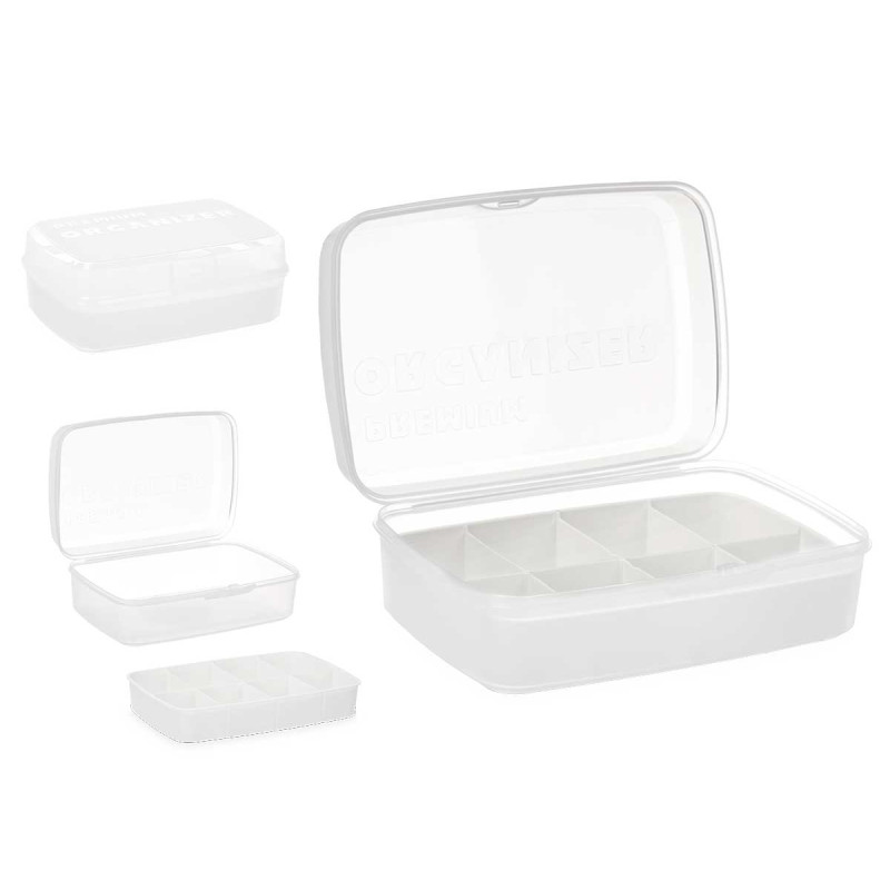 ORGANISEUR 8 COMPARTIMENTS COUVERCLE BLANC