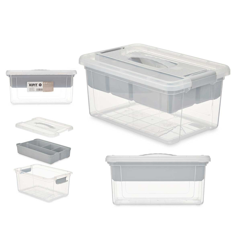 PLASTIC ORGANISER 9 L GREY TRAY