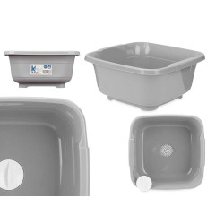SQUARE BASIN 11 L GREY WITH SINK STOPPER