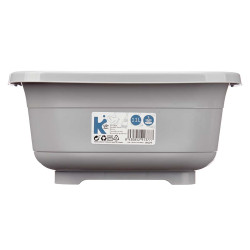 SQUARE BASIN 11 L GREY WITH SINK STOPPER