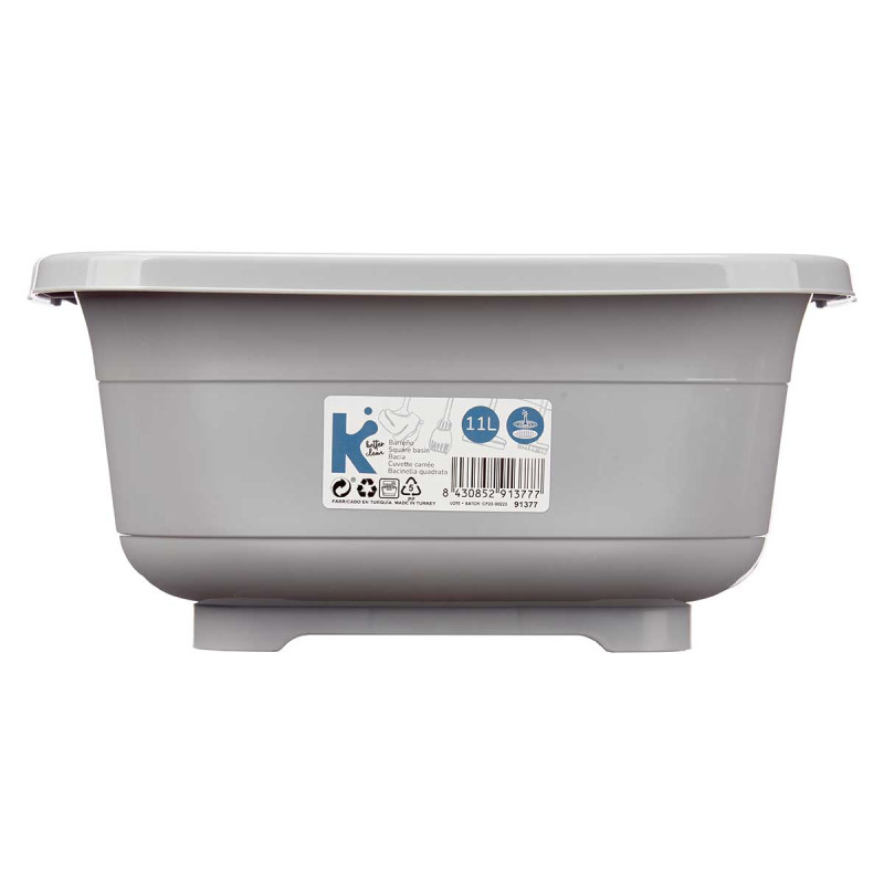 SQUARE BASIN 11 L GREY WITH SINK STOPPER