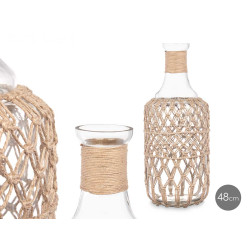 GLASS BOTTLE WITH NATURAL ROPE LARGE