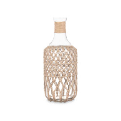 GLASS BOTTLE WITH NATURAL ROPE LARGE