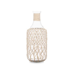 GLASS BOTTLE WITH WHITE ROPE LARGE