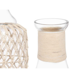 GLASS BOTTLE WITH WHITE ROPE LARGE