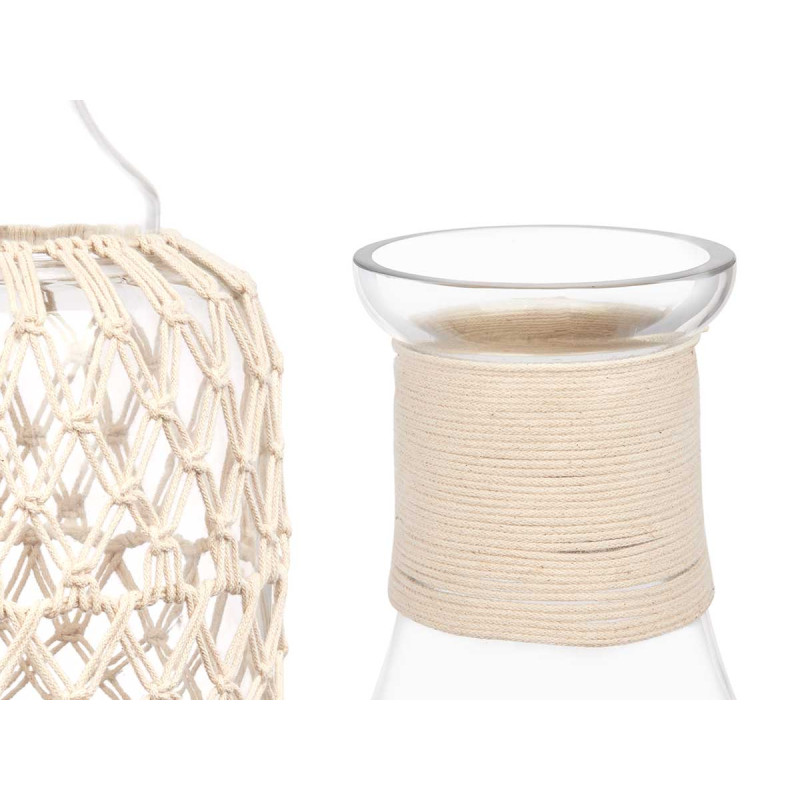 GLASS BOTTLE WITH WHITE ROPE MEDIUM