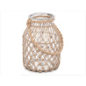 CASTIÇAL VIDRO COM CORDA NATURAL GRD