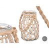 CASTIÇAL VIDRO COM CORDA NATURAL PEQ