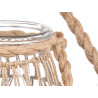 CASTIÇAL VIDRO COM CORDA NATURAL PEQ