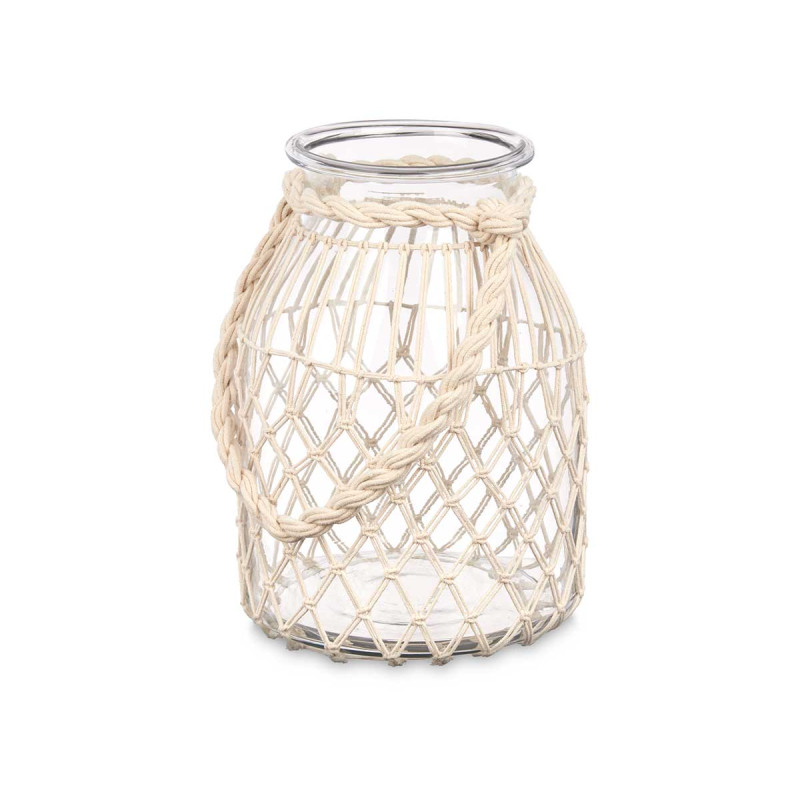 BOUGEOIR EN VERRE AVEC CORDE BLANCHE GRAND