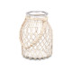 GLASS CANDLEHOLDER WITH WHITE ROPE LARGE