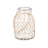 GLASS CANDLEHOLDER WITH WHITE ROPE LARGE