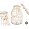 GLASS CANDLEHOLDER WITH WHITE ROPE MEDIUM