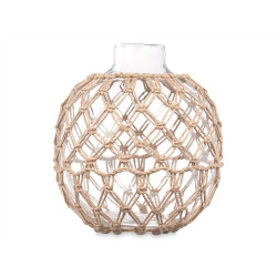 ESFERA VIDRO DECORATIVA COM CORDA NATURAL GRD