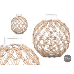 GLASS SPHERE WITH NATURAL ROPE MEDIUM