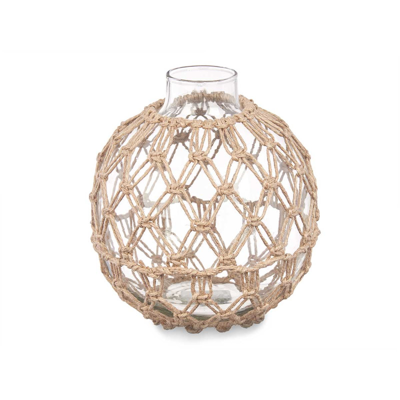 GLASS SPHERE WITH NATURAL ROPE MEDIUM