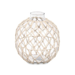ESFERA VIDRO DECORATIVA COM CORDA BRANCA GRD