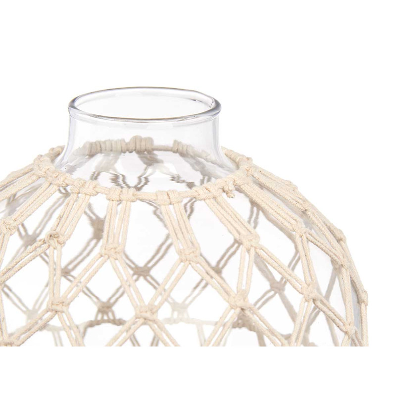 ESFERA VIDRO DECORATIVA COM CORDA BRANCA GRD