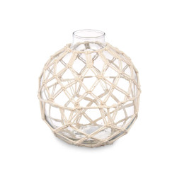 ESFERA VIDRO DECORATIVA COM CORDA BRANCA MED