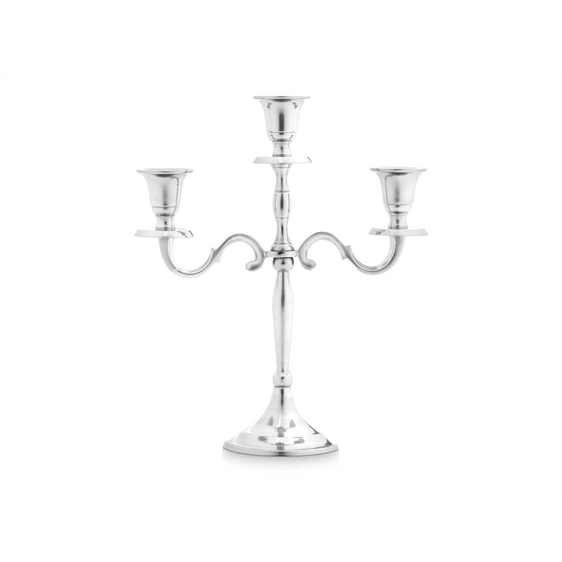 CANDELABRO 3 VELAS PLATEADO 28CM