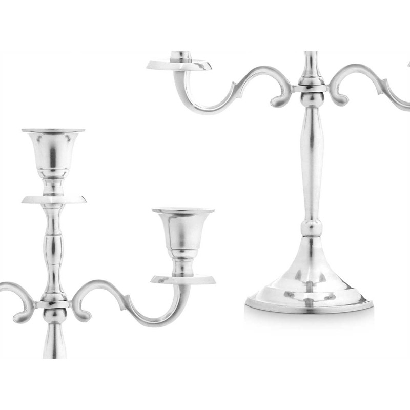 CANDELABRO 3 VELAS PLATEADO 28CM