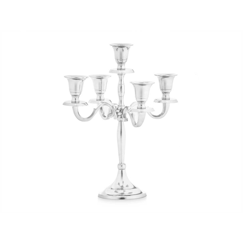 CANDELABRO 5 VELAS PLATEADO 28,5CM