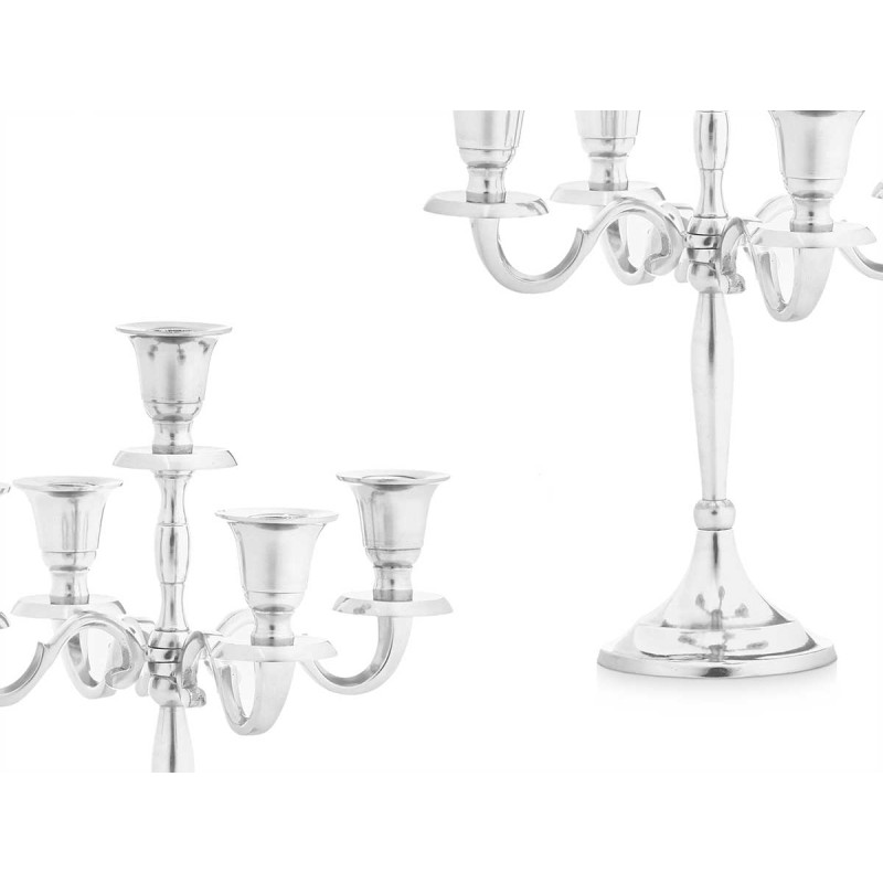 CANDELABRO 5 VELAS PLATEADO 28,5CM