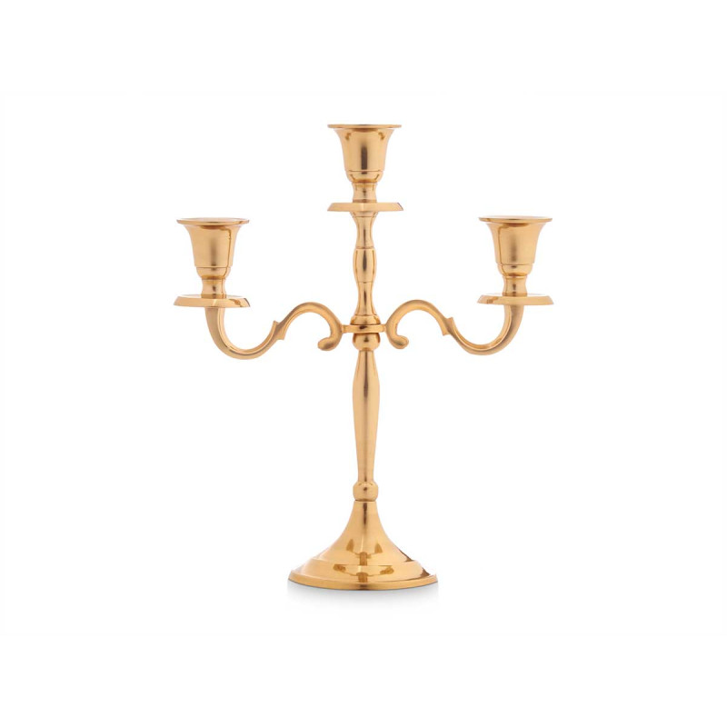 CANDELABRO 3 VELAS DORADO 28CM